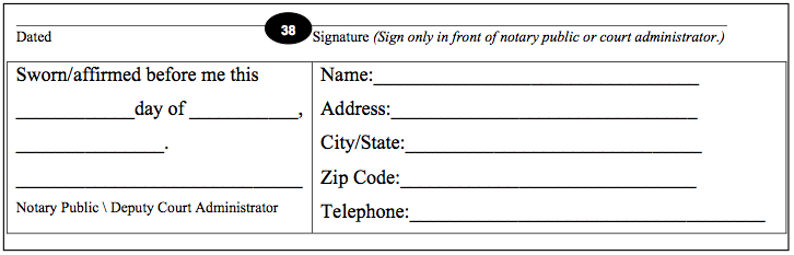 Expungement Petition Notary Signature Block